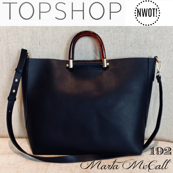 Topshop Handbags - NWOT Topshop Black Pebbled Vegan Leather Satchel